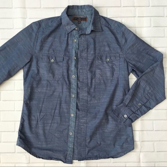 pd&c blue cotton button down shirt size small - Picture 2 of 9